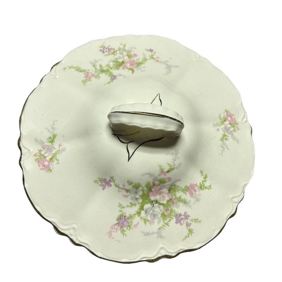 Vintage 1940s Homer Laughlin Jean Republic Soup Tureen Pink Purple Floral USA - Picture 8 of 13